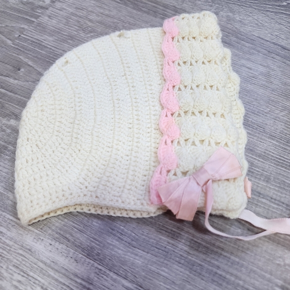 VINTAGE 5 Piece Crochet Sweaters and Bonnet Hat Bundle Lot - Picture 5 of 16